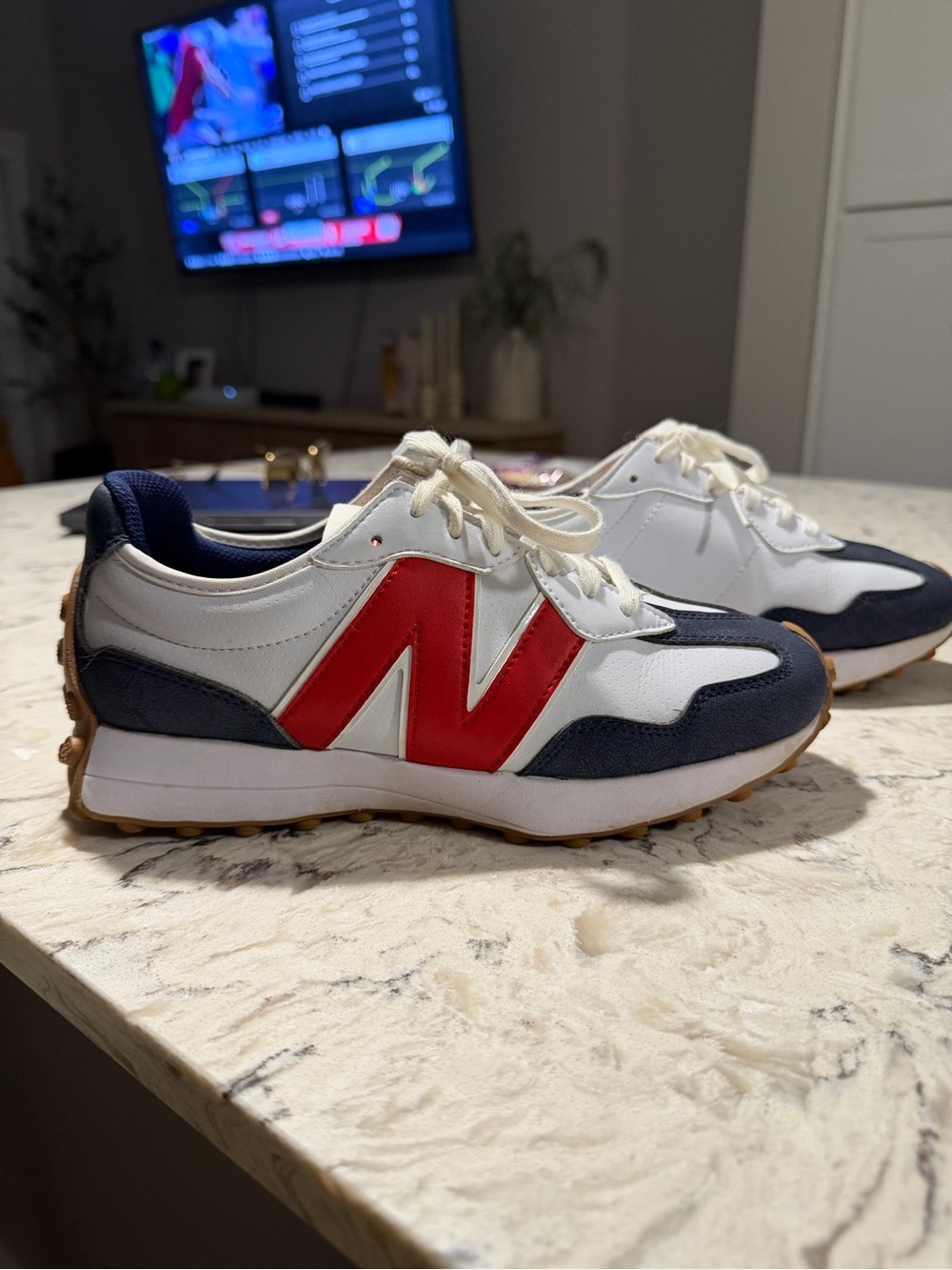 New Balance Women's White Navy Red Retro Runner Sneakers